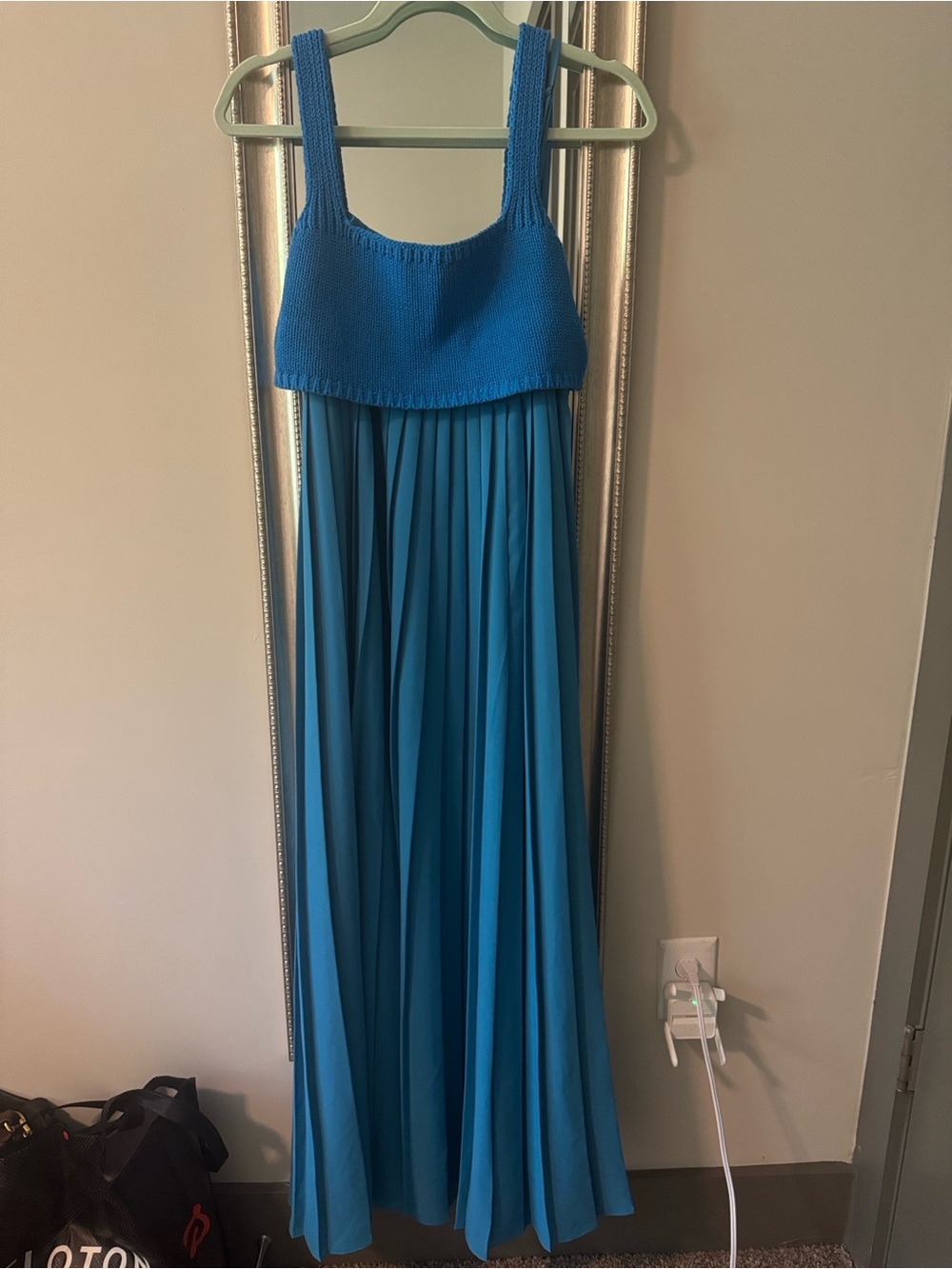 Blue Maxi Dress with Knit Bodice